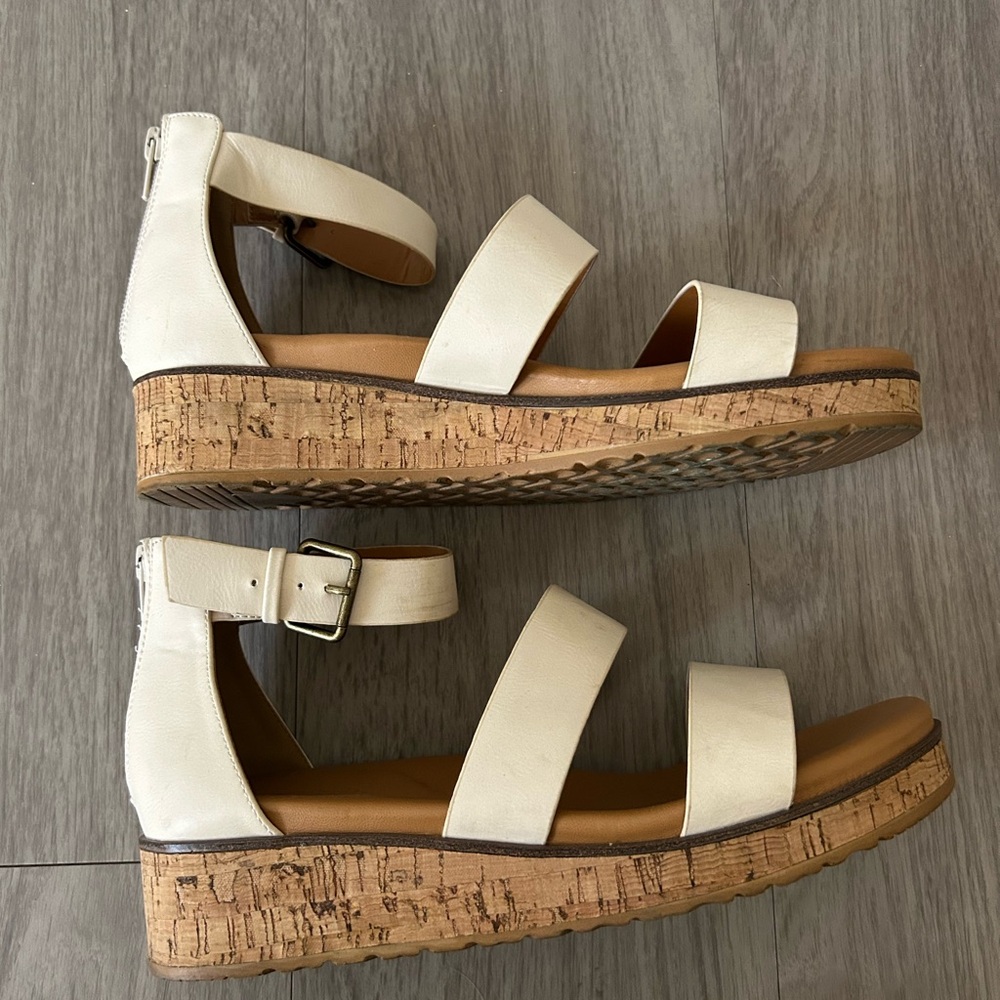 Francesca's Cream Sandals with Cork Platform